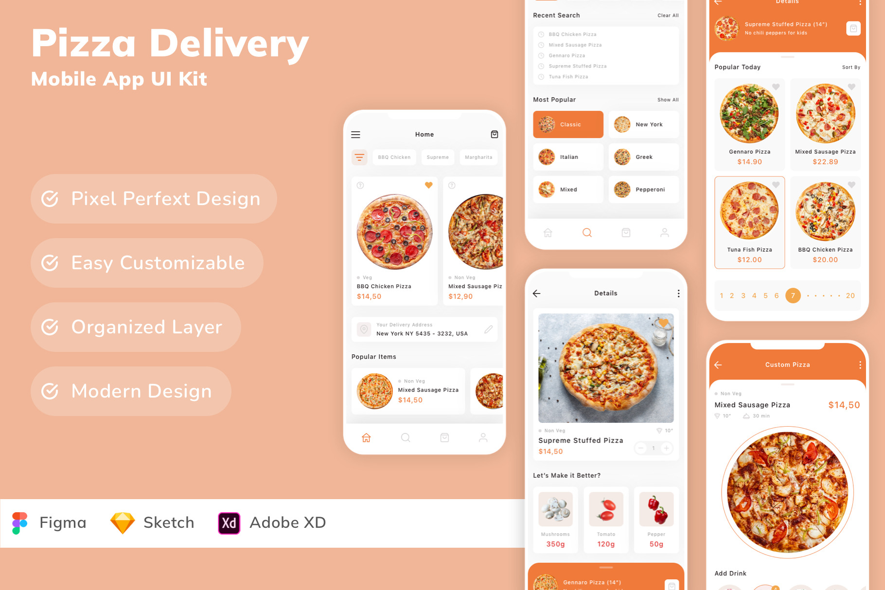 Pizza Delivery Mobile App UI Kit, an UI Kit Template by Betush