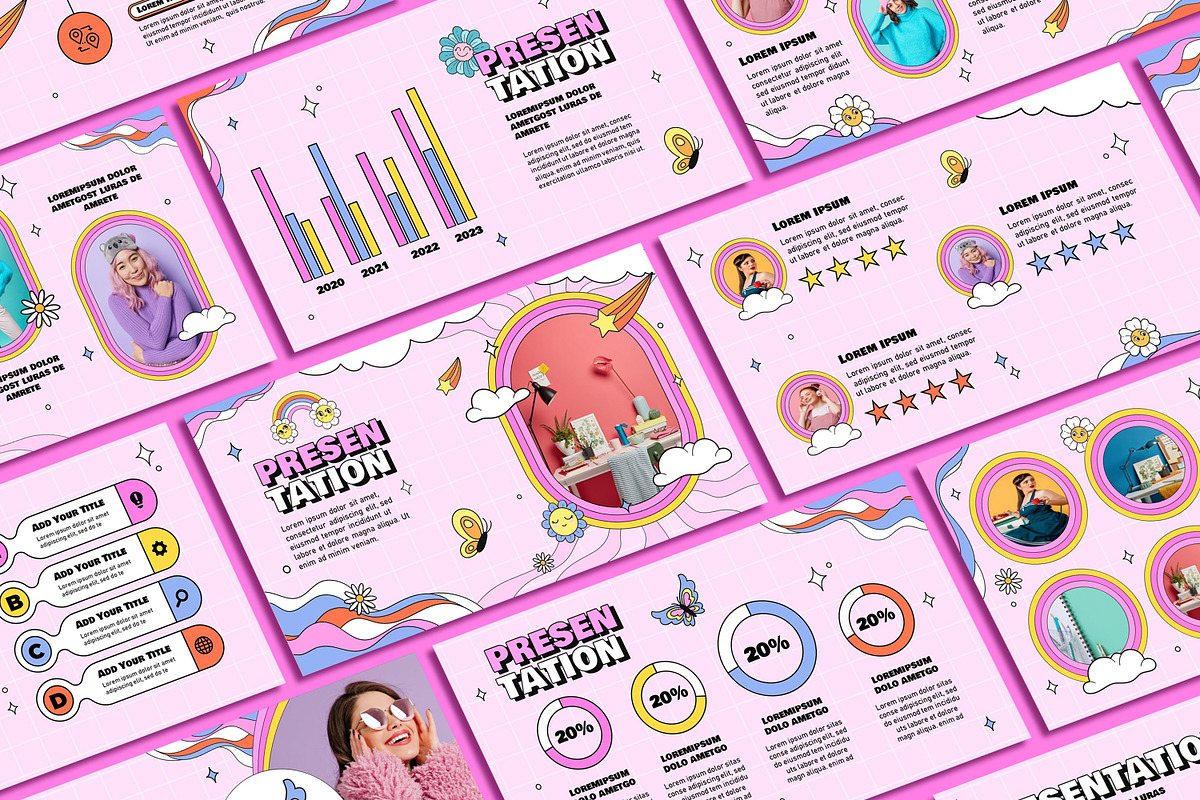 Retro Pink 90's Powerpoint Template, a Presentation Template by SKY CREATION (Photo 1 of 6)