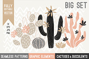 PASTEL Cactuses & Succulents BIG Set, a Decorative Illustration by Iraida_Bearlala (Thumbnail 1 of 13)