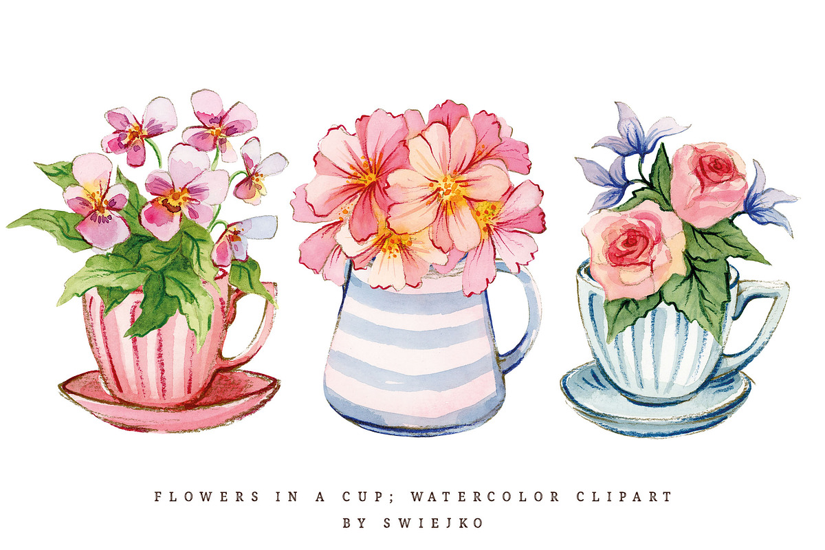 Flowers in a cup, cottagecore, an Illustration by swiejko (Photo 1 of 6)