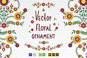 Folk Floral Vector Ornament Set, a Decorative Illustration by ElenaKovalyova (Thumbnail 1 of 5)
