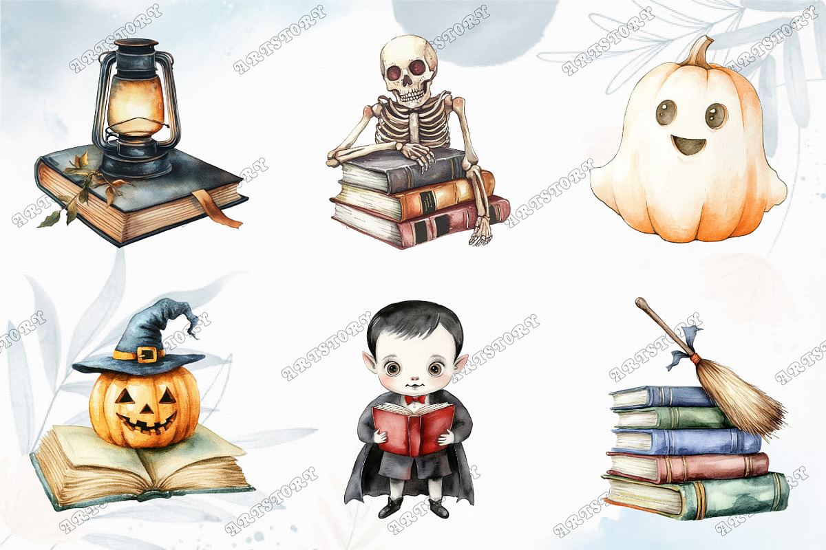 Cute Halloween Reading Clipart, an Illustration by designcity5 (Photo 3 of 5)