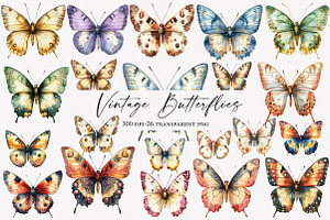 Vintage Butterflies Clipart, an Illustration by Designworld