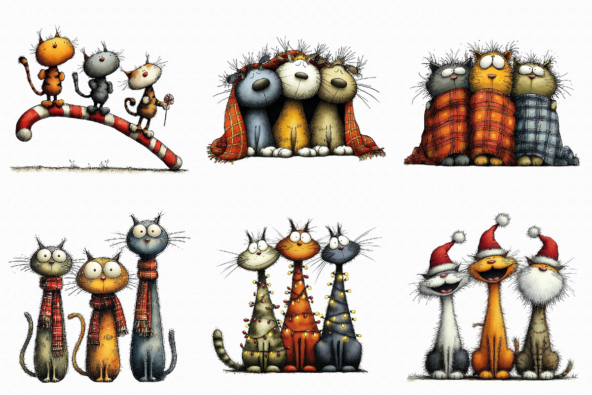 Quirky Christmas Cat Gang clipart, an Illustration by Libby Wishes (Photo 4 of 9)