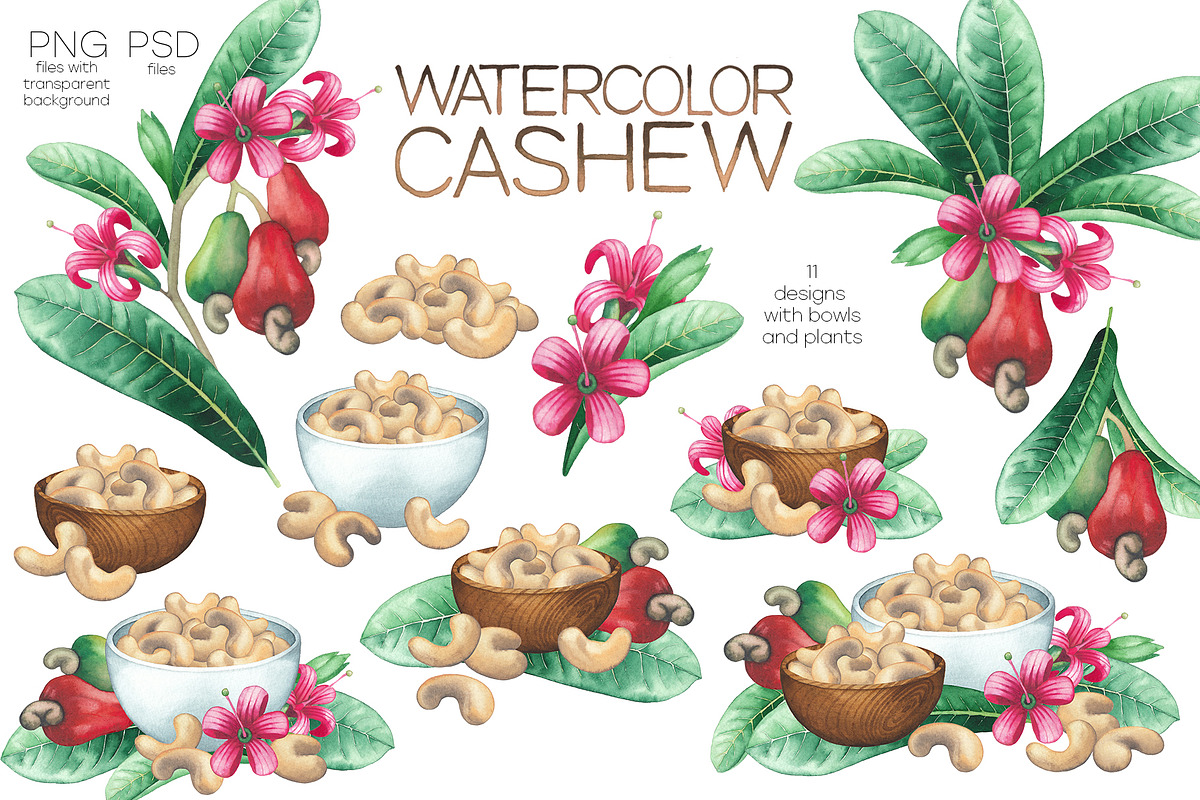 Watercolor cashew and milk, a Food Illustration by Ekaterina Glazkova (Photo 3 of 10)