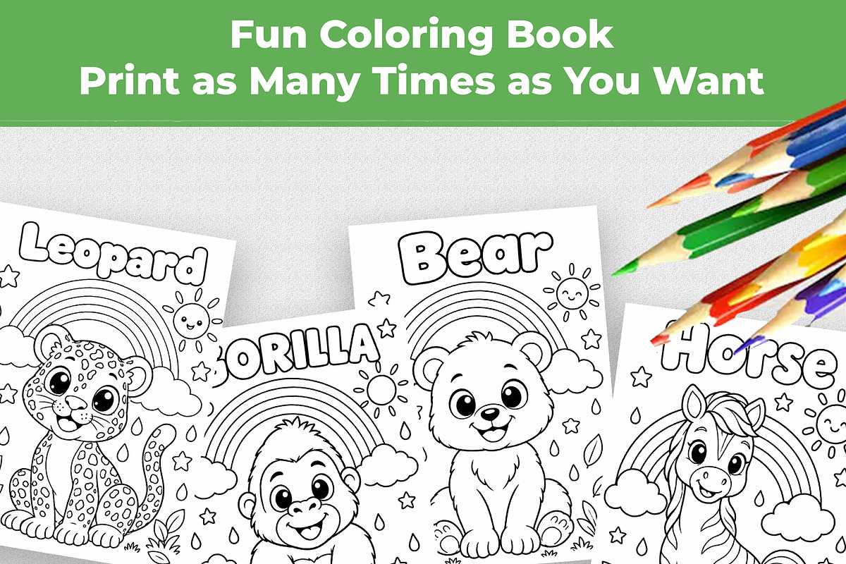 Animal Coloring Book Kids 30 Page, an Education Illustration by Mohammad Sarfaraz (Photo 4 of 15)