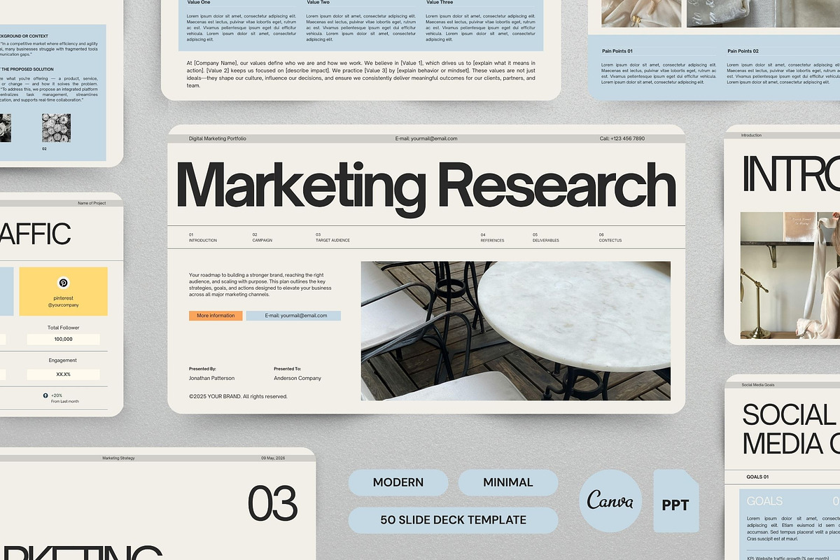 Marketing Research & Strategy Deck, a Presentation Template by Pani Temp. (Photo 1 of 13)