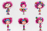 Whimsical Coffee Girl Clipart, a Seasonal Illustration by Rose Art (Thumbnail 3 of 6)