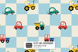 Little Cars Checkerboard Pattern, a Pattern Graphic by Irina Ostapenko