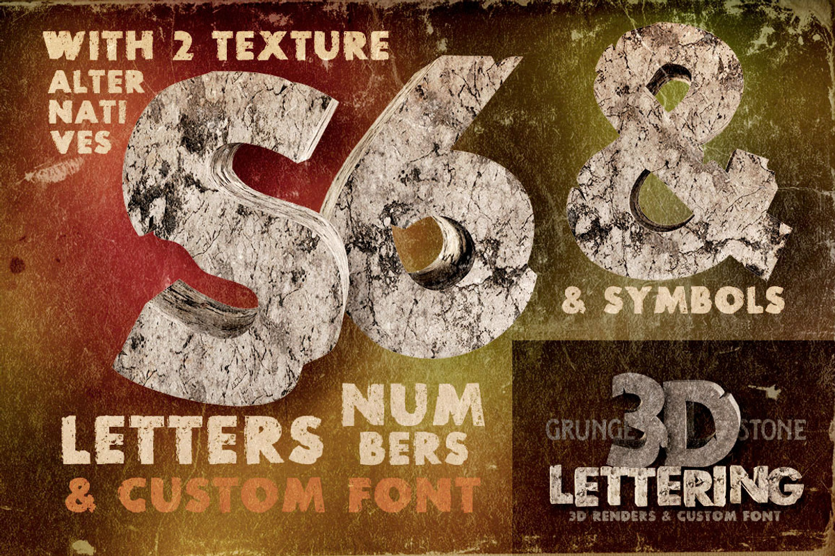 Stone - 3D Lettering + Font preview 3