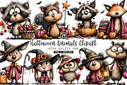 Whimsical Halloween Animals Clipart, a Seasonal Illustration by OK Design (Thumbnail 1 of 6)