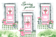 Pink tulips watercolor set. Flowers, an Illustration by SabinaWatercolorArt (Thumbnail 4 of 14)
