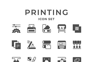 Set icons of printing, a Solid Icon by motorama