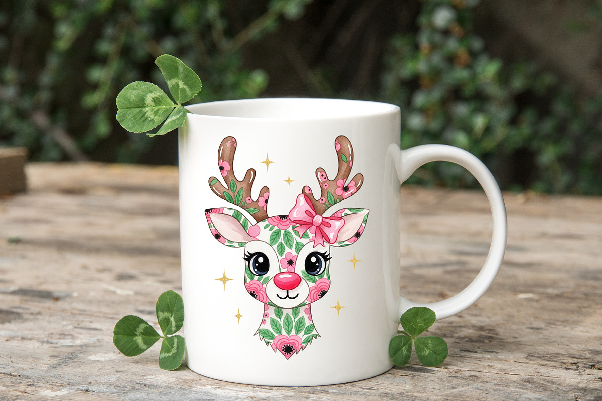 Coquette Floral Christmas Reindeer, an Illustration by Designworld (Photo 5 of 5)