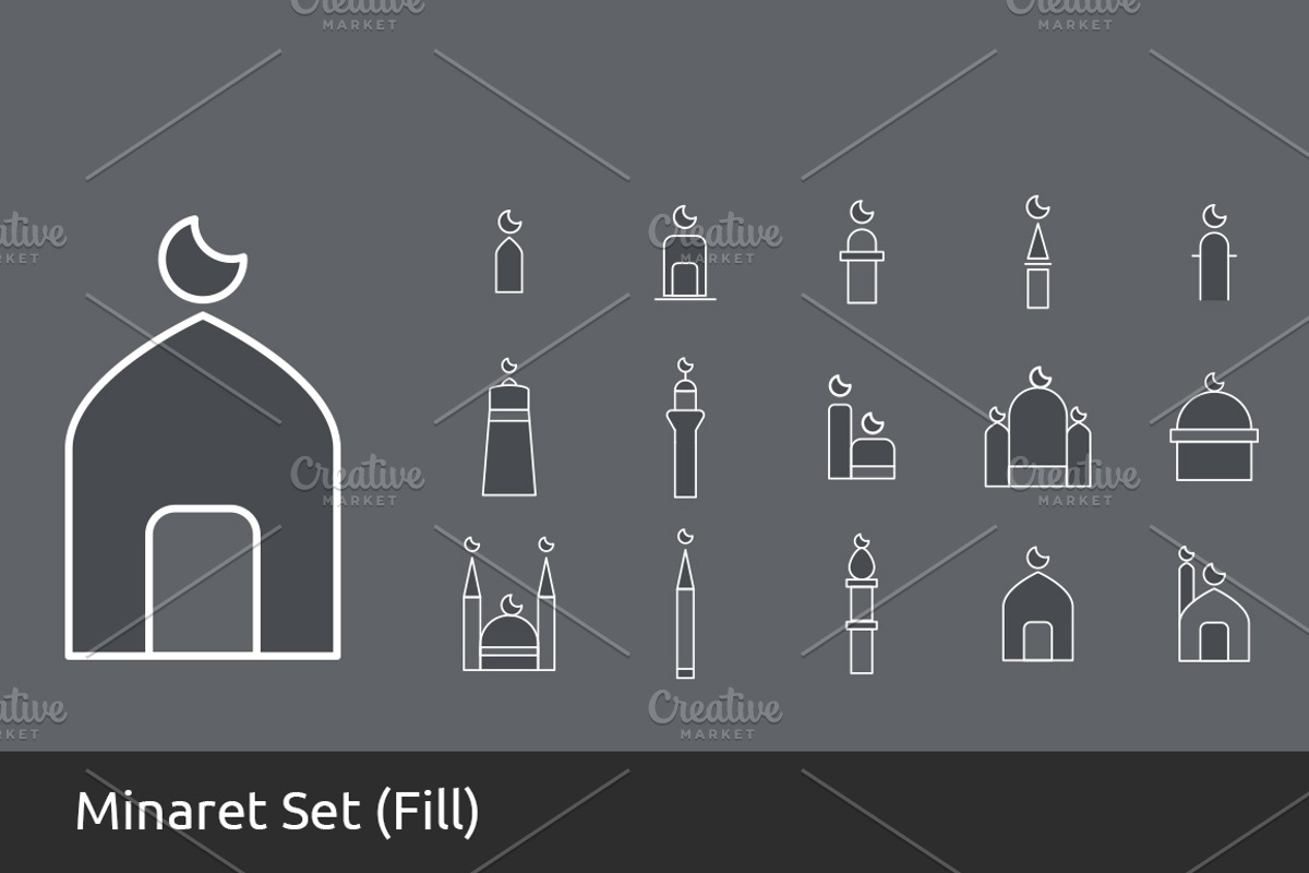 Over 100 Islamic Icons Set, an Outline Icon by UX Monster (Photo 2 of 14)