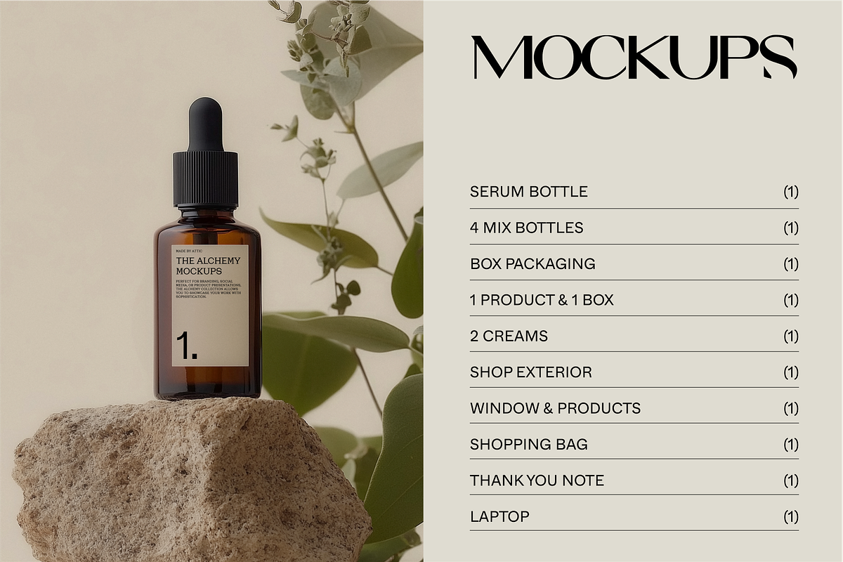 The Alchemy / 10 Mockup Set, an Advertising Mockup by Made by Attic (Photo 2 of 6)