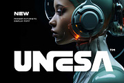 Unesa - Modern Futuristic Typeface, a Sans Serif Font by Imoodev (Thumbnail 1 of 6)