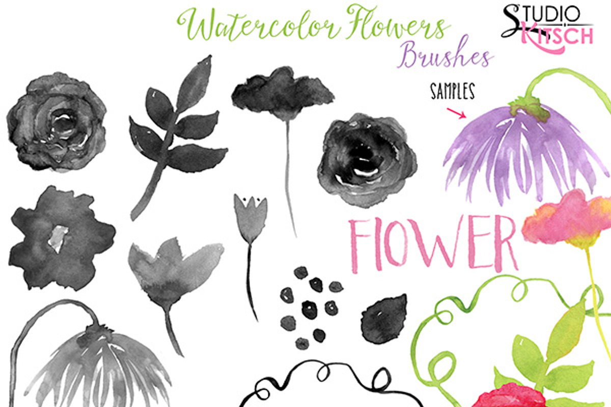 Watercolor Flower Brush Bundle preview 5