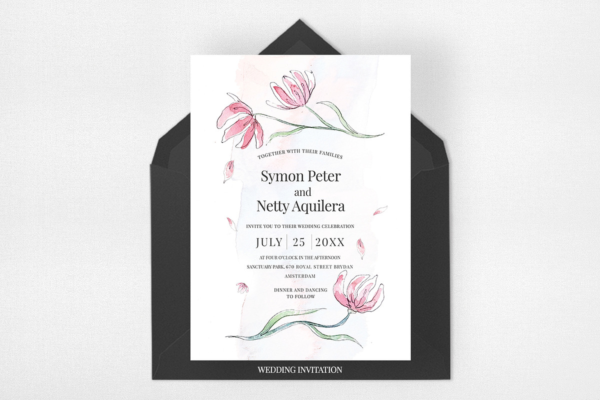 Pink Floral Sketch Wedding Suite, an Invitation Template by Azka Creative (Photo 2 of 5)