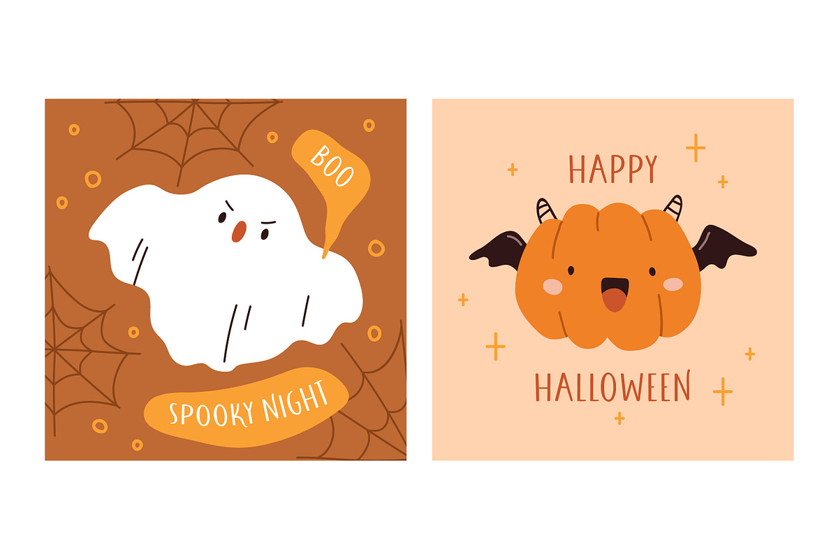 Cute Happy Halloween cards, kids set, a Seasonal Illustration by Good Studio (Photo 5 of 9)