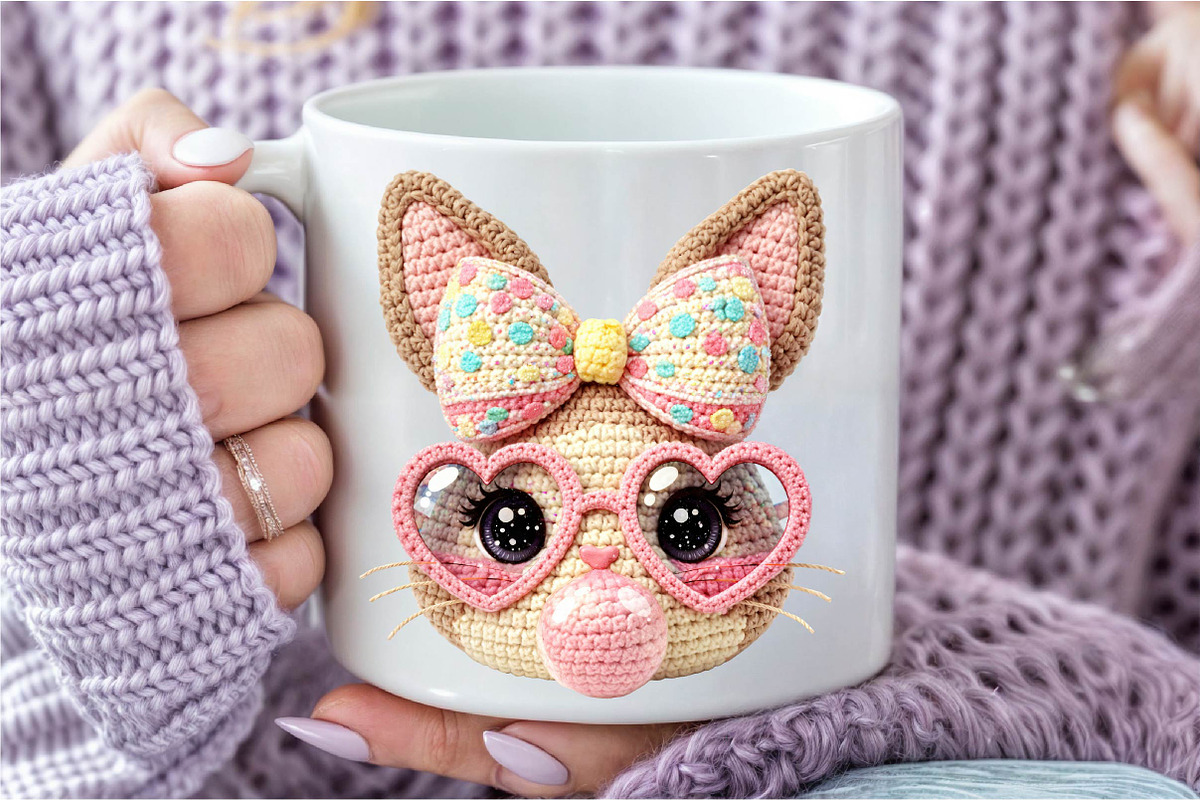 Crochet Glitter Easter Bunny PNG, an Illustration by DreamCafeArt (Photo 4 of 6)