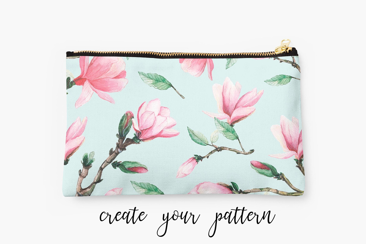 Blossom Magnolia watercolor clipart, an Illustration by digital_essence (Photo 4 of 6)