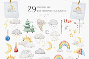 Watercolor Icons weather forecast, an Education Illustration by Daryartsy (Thumbnail 2 of 3)