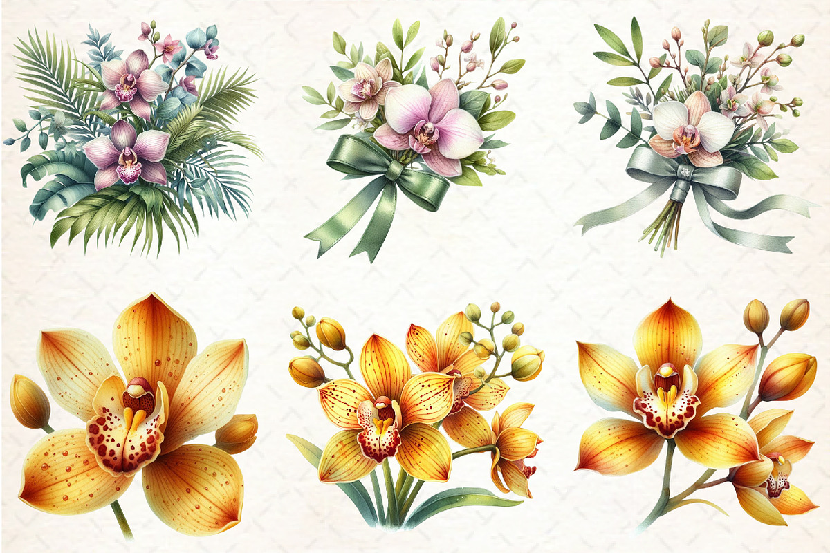 Watercolor Orchid Clipart, an Illustration by Libby Wishes (Photo 3 of 7)