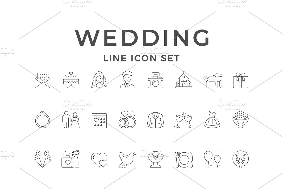 Set line icons of wedding, an Outline Icon by motorama (Photo 1 of 2)