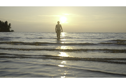 Silhouette of man walking in water, a Person Photo by Media Whale Stock