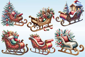 Christmas Sleigh Sublimation Clipart