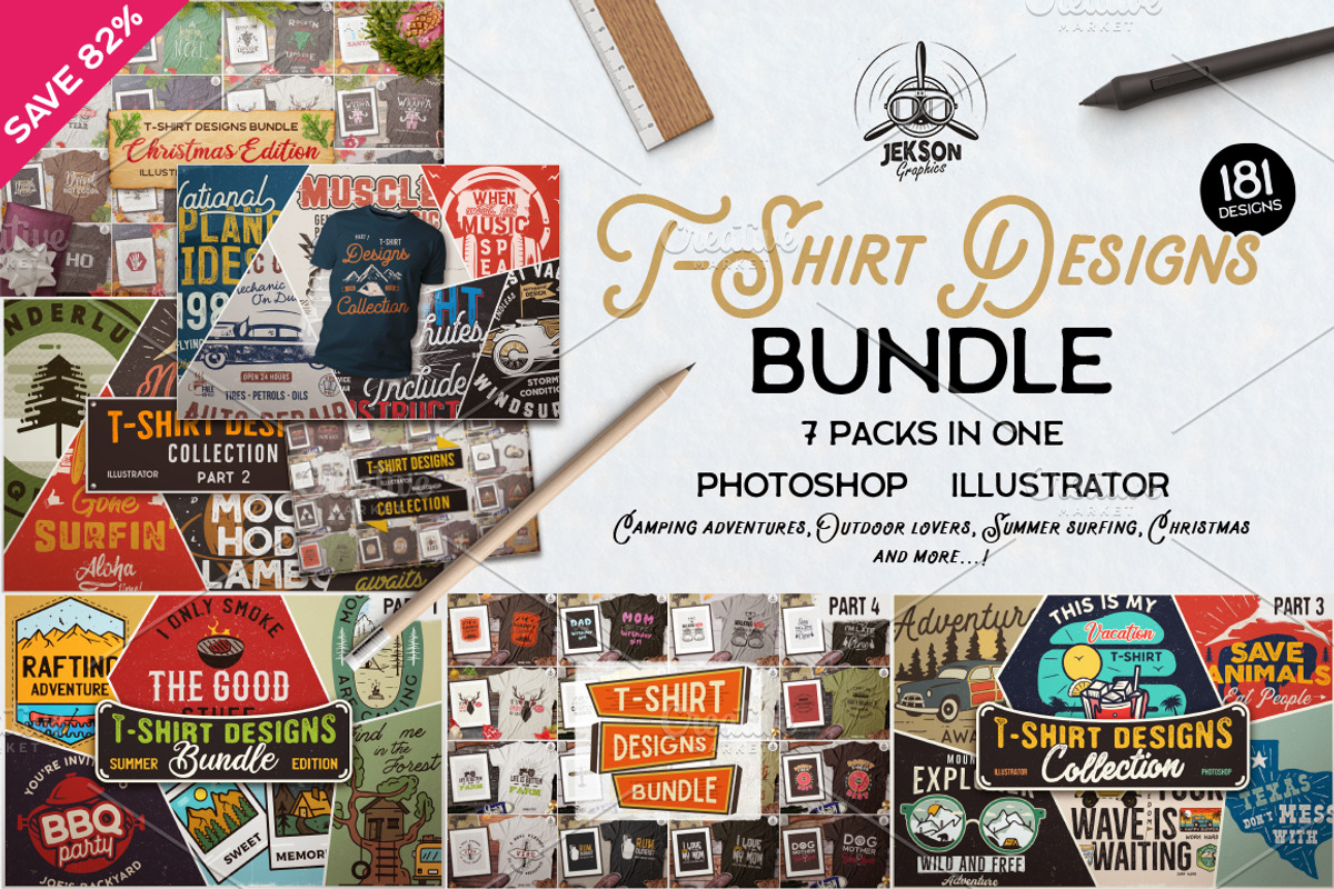 T-Shirt Design Vector Bundle! 7 Sets, an Illustration by JeksonGraphics (Photo 1 of 16)