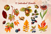 Fall Vibes watercolor floral clipart, an Illustration by Nadya Saen Art (Thumbnail 2 of 15)