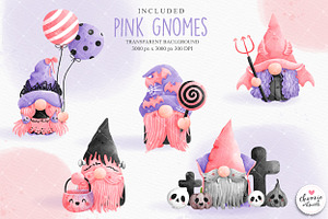 Pink Halloween Gnomes Clipart