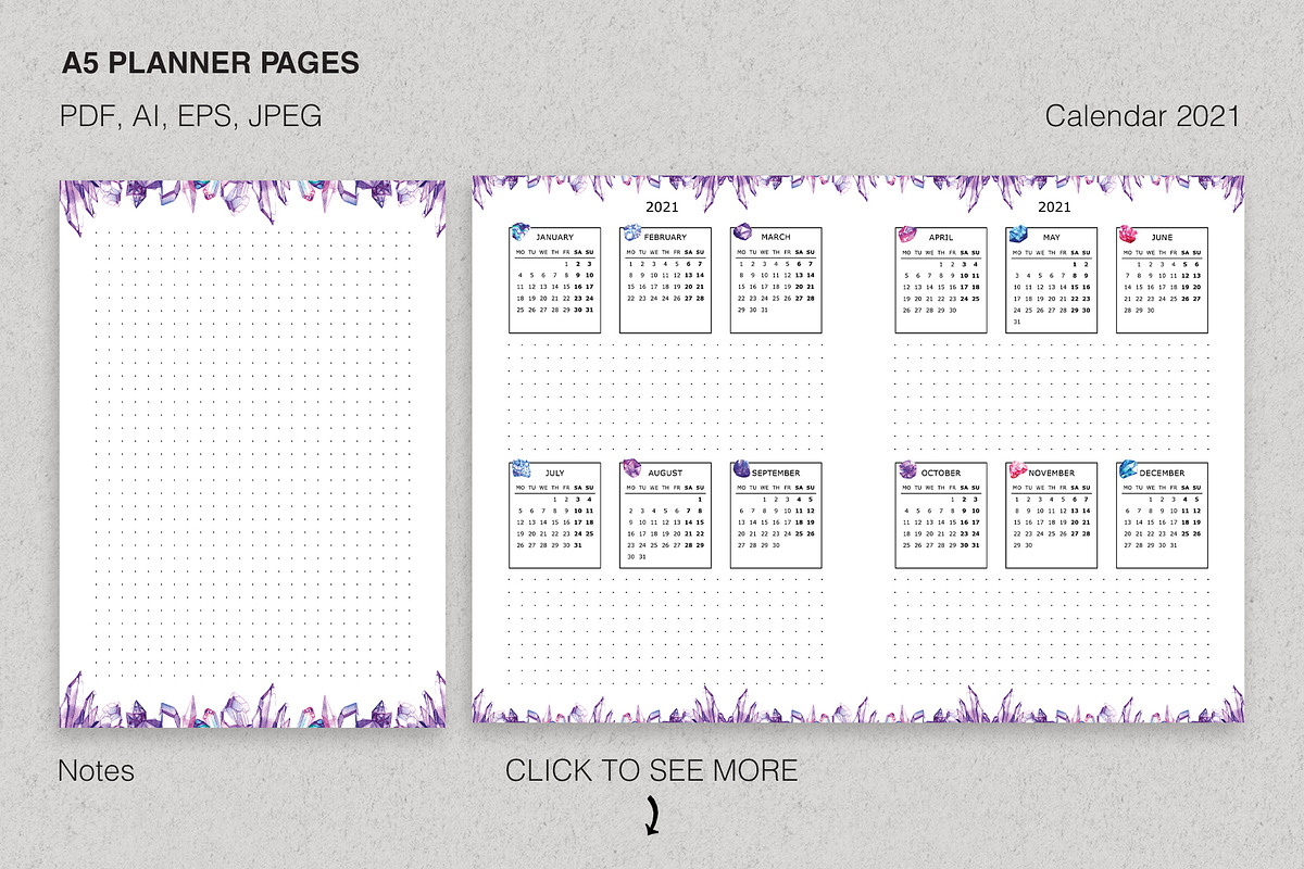 Printable Planner Set with Crystals, a Stationery Template by Olga Alexeenko (Photo 7 of 10)