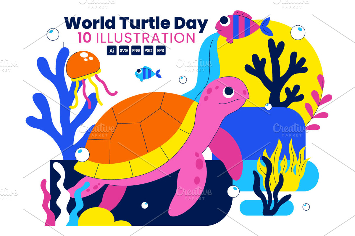 10 World Turtle Day Illustration, an Animal Illustration by denayunebgt (Photo 1 of 4)