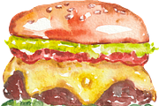 Burgers watercolor clipart, a Background Graphic by GoodFairyClipArt (Thumbnail 3 of 3)