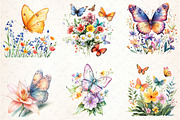 Butterfly Flowers Sublimation Clipar, an Illustration by DreamCafeArt (Thumbnail 3 of 6)