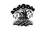 Tree House Silhouette SVG Bundle, an Illustration by jahid234 (Thumbnail 17 of 31)