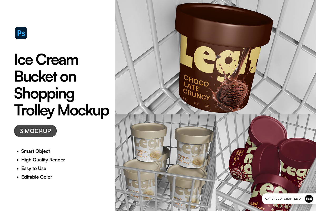 Ice Cream Bucket Mockup, a Packaging Mockup by SLAB! Design (Photo 1 of 5)