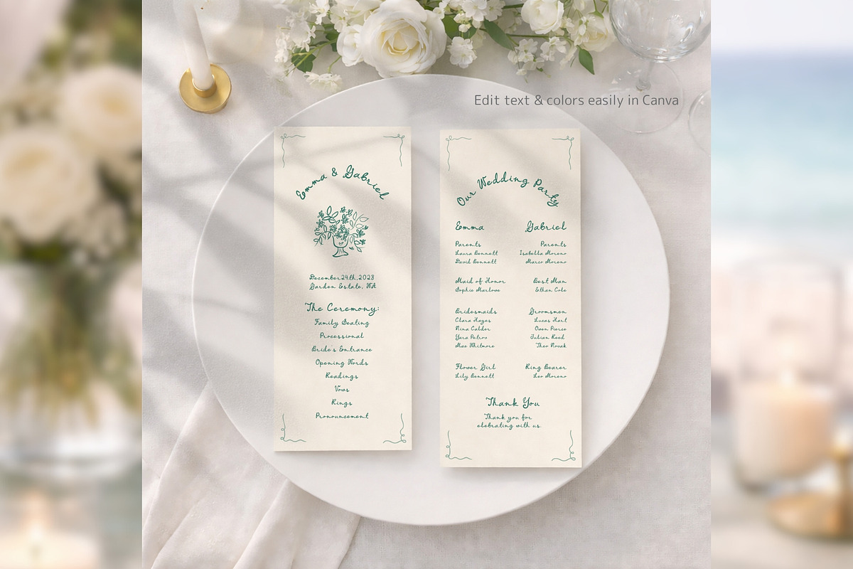 HandDrawn Wedding Program bd001, a Card Template by TyphoonStudio (Photo 5 of 8)