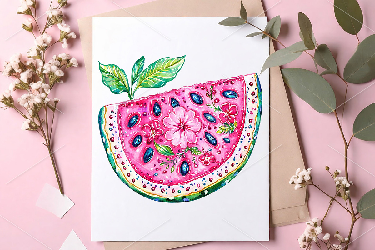 Watercolor Pink Girly Summer Clipart, a Seasonal Illustration by Canvas Craft (Photo 7 of 7)