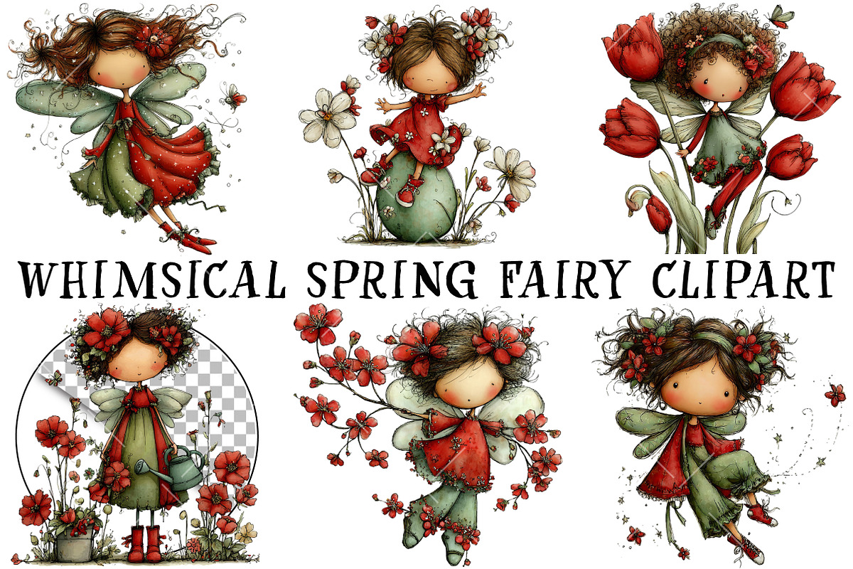Whimsical Spring Fairy Clipart, an Illustration by OK Design (Photo 2 of 6)