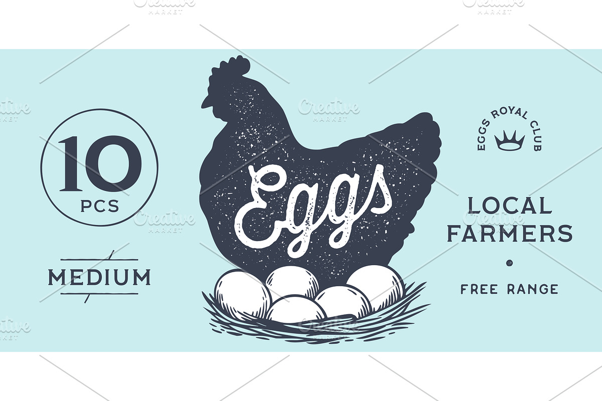 Chicken, hen with nest, eggs, a Food Illustration by Foxys Graphic