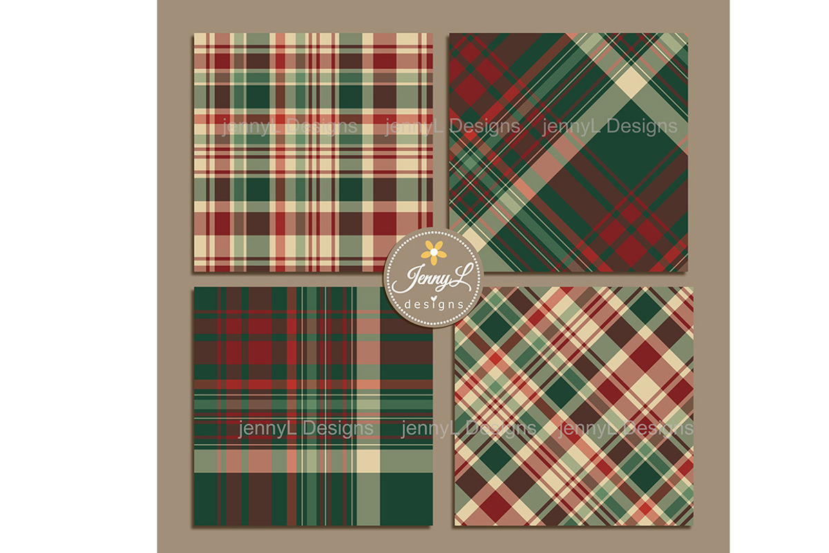 Christmas Plaids Digital Papers, a Pattern Graphic by JennyL Designs (Photo 6 of 7)