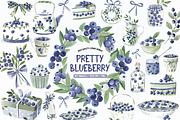 Watercolor Blueberry Clipart Bundle, an Illustration by TatiMockup (Thumbnail 1 of 4)