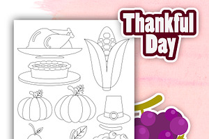 Kitten Thankful Day Coloring Pages