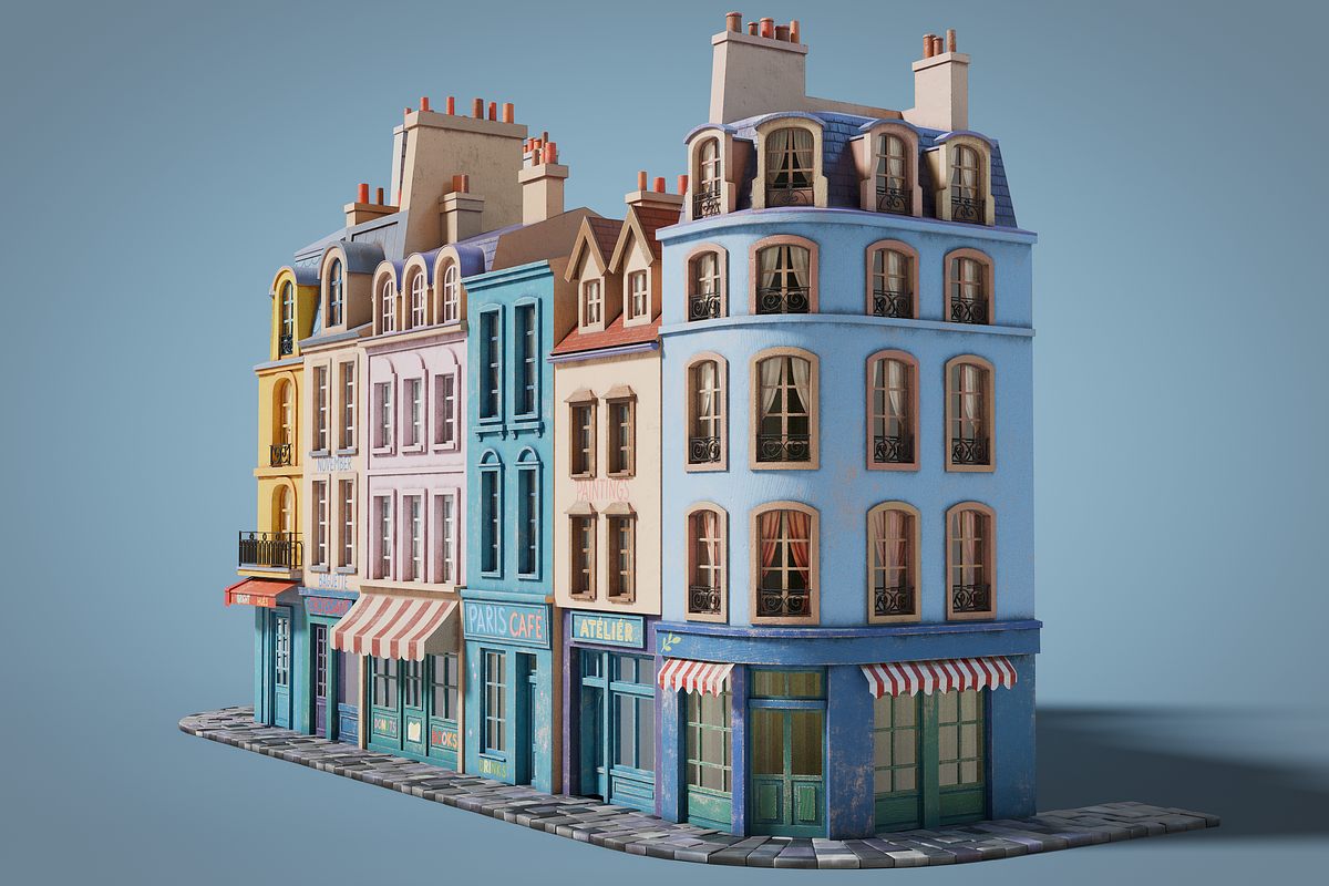 Cartoon city facades, an Architecture 3D Model by happy brush (Photo 5 of 11)