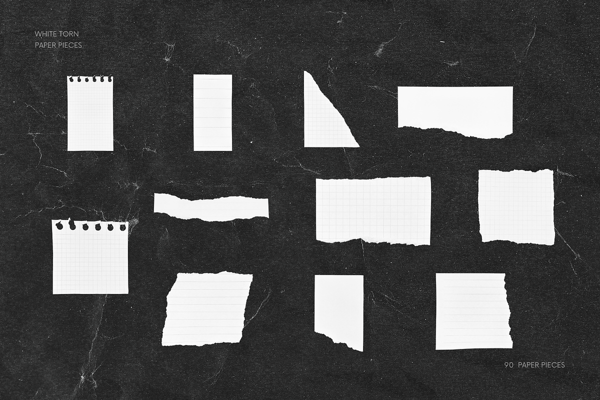 90 White Torn Ripped Paper Pieces, a Texture Graphic by Ksuview (Photo 8 of 10)