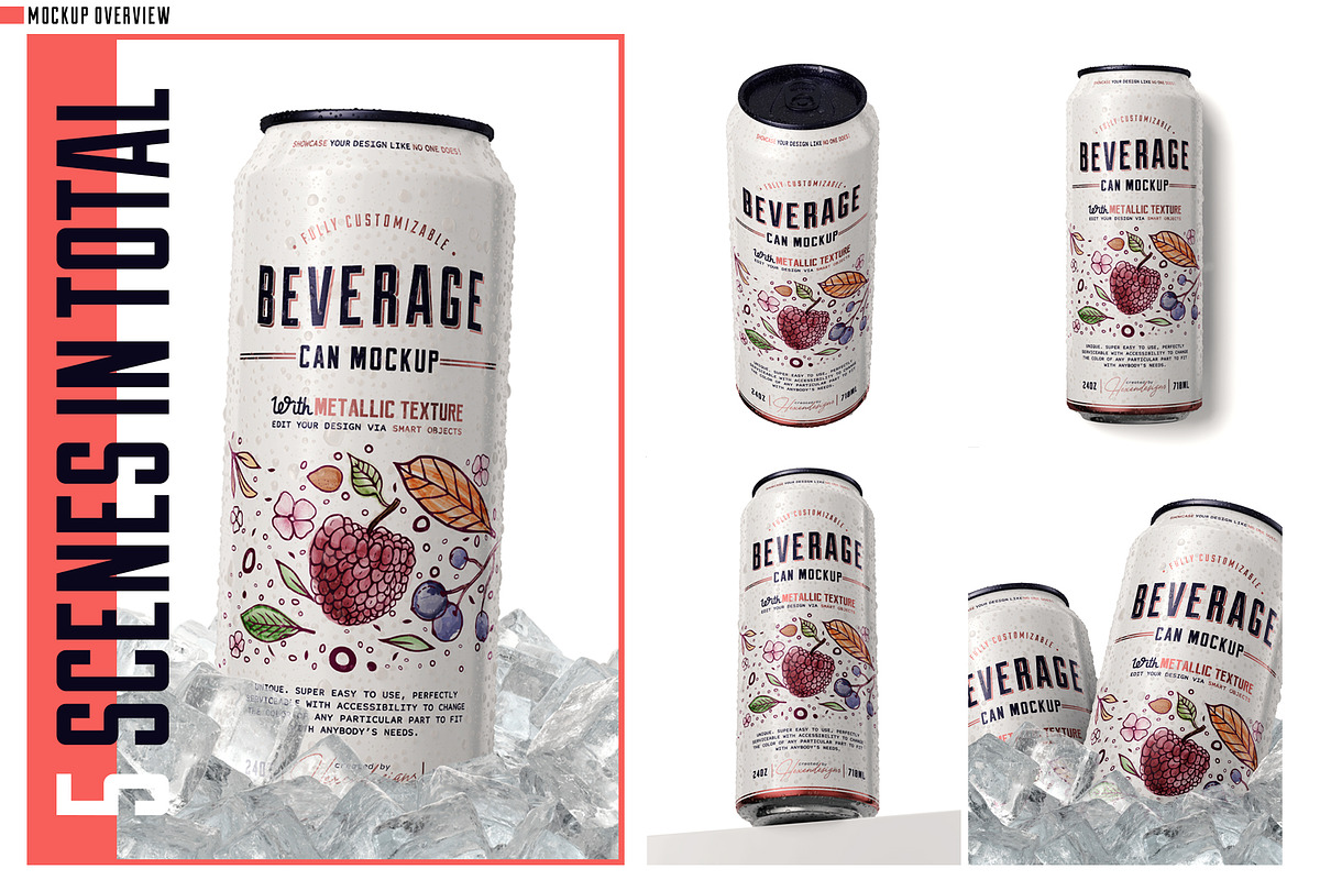 24oz-710ml Can Mockup, an Advertising Mockup by HexenDesigns (Photo 2 of 11)